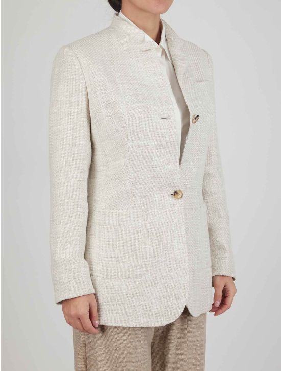 Kiton Kiton Beige Silk Linen Cotton Pl Blazer Beige 001