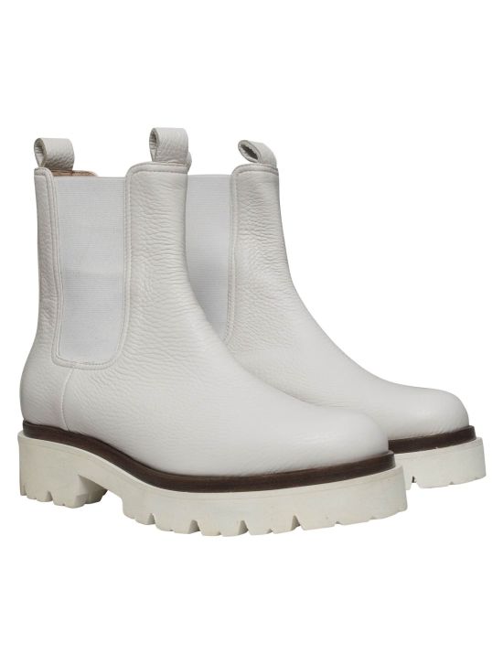 Kiton Kiton White Leather Boots White 000