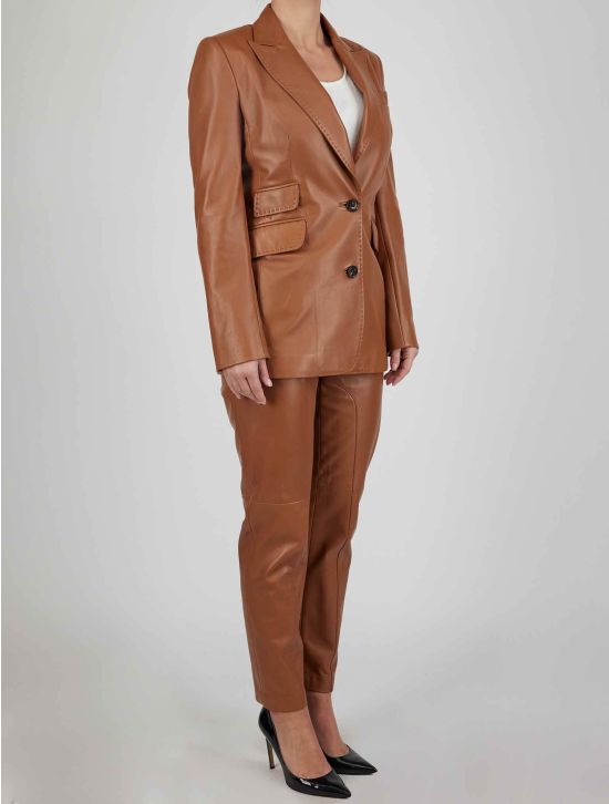 Kiton Kiton Brown Leather Coat Brown 001