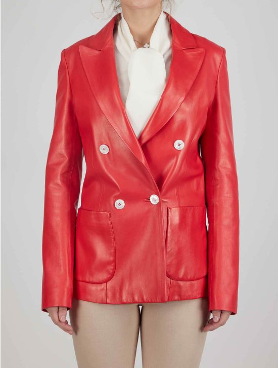 Kiton Kiton Red Leather Blazer Red 000