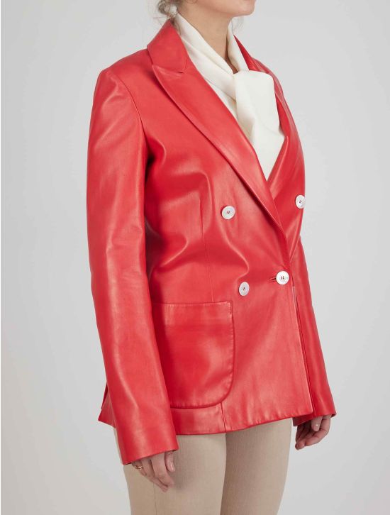 Kiton Kiton Red Leather Blazer Red 001