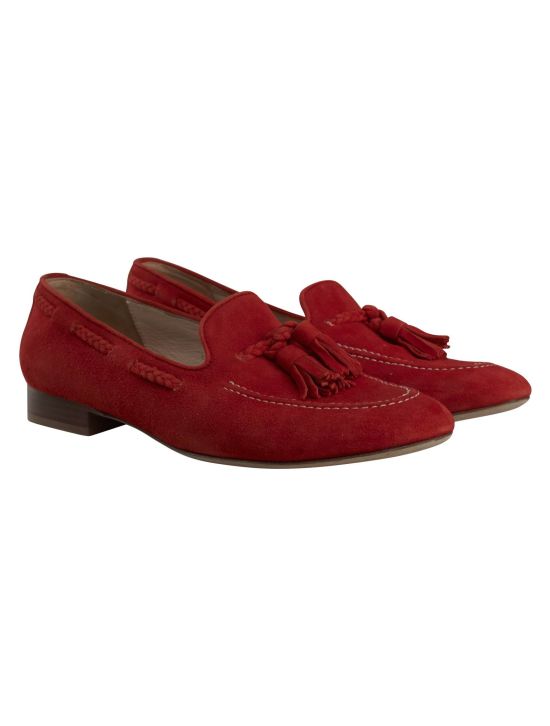 Kiton Kiton Red Leather Suede Loafers Red 000