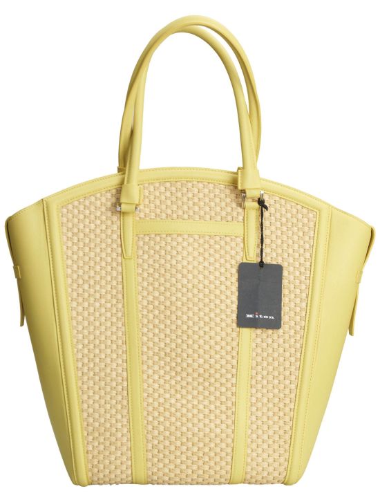 Kiton Kiton Yellow Leather Canvas Bag Yellow 001