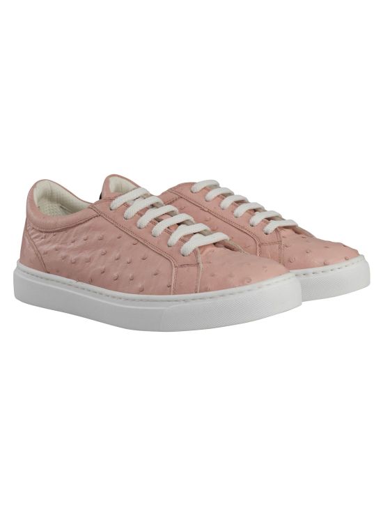 Kiton Kiton Pink Leather Ostrich Sneakers Pink 000