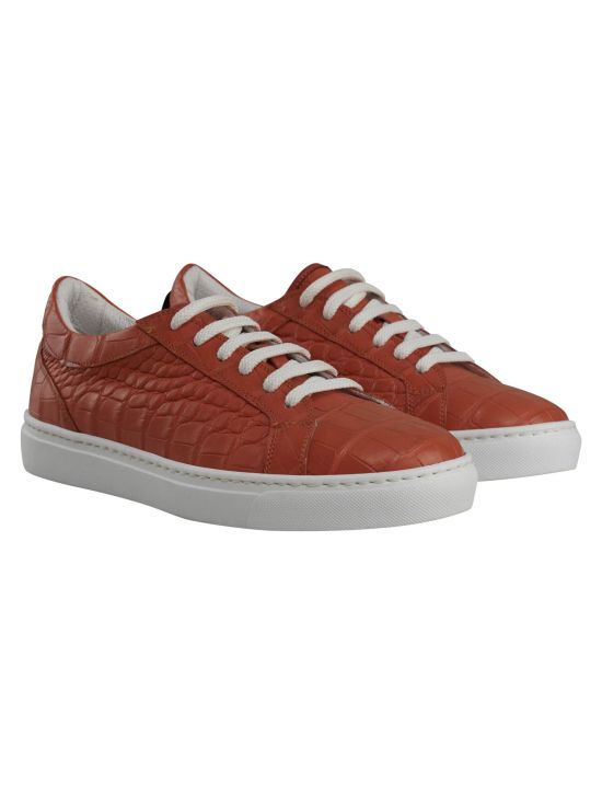 Kiton Kiton Orange Leather Crocodile Sneakers Orange 000