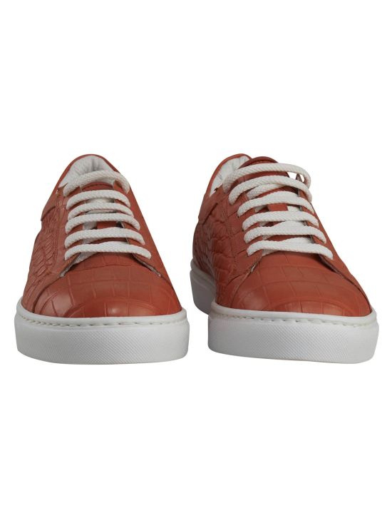 Kiton Kiton Orange Leather Crocodile Sneakers Orange 001