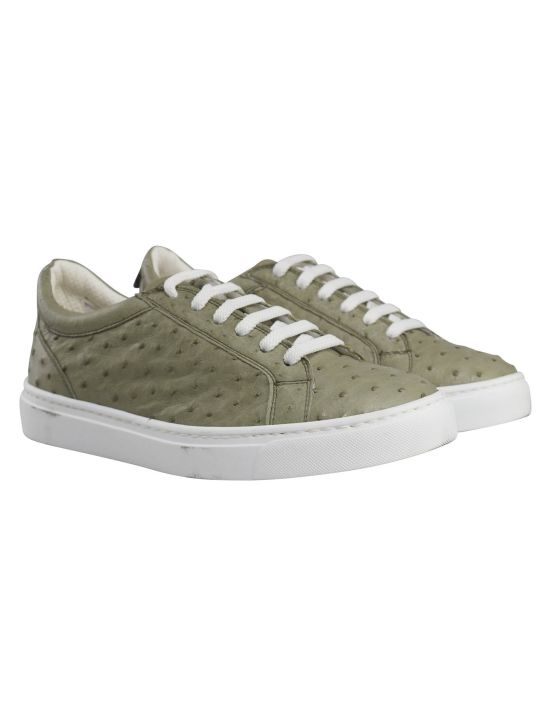 Kiton Kiton Green Leather Ostrich Sneakers Green 000