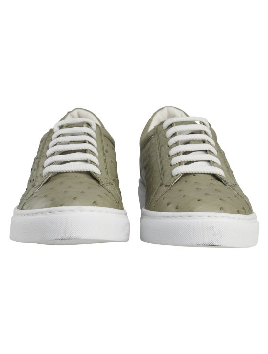 Kiton Kiton Green Leather Ostrich Sneakers Green 001