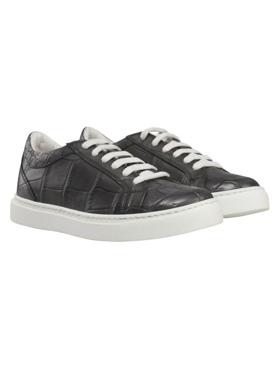 Kiton Kiton Gray Leather Crocodile Sneakers Gray 000