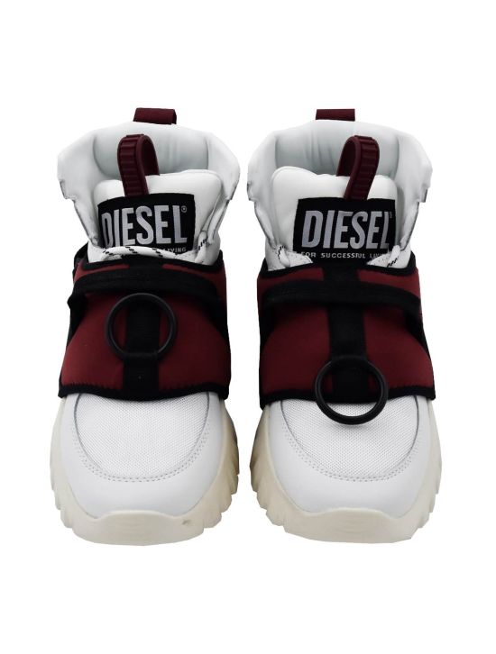 Diesel DIESEL White Leather Pl Boots S-SHARQUEZ MID White 001