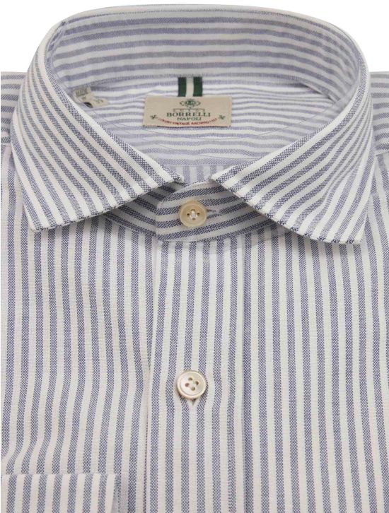 Luigi Borrelli Luigi Borrelli Blue White Cotton Shirt Blue / White 001