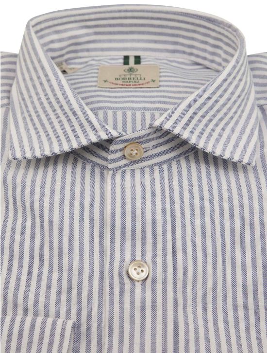 Luigi Borrelli Luigi Borrelli Blue White Cotton Shirt Blue / White 001