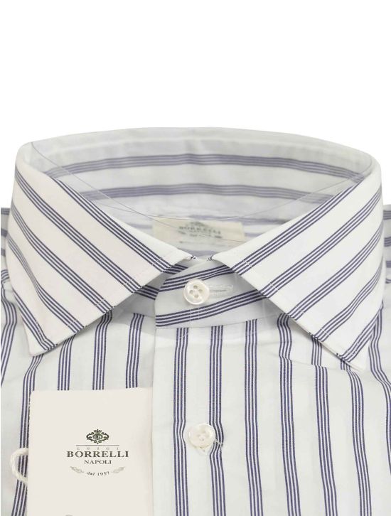 Luigi Borrelli Luigi Borrelli Blue White Cotton Shirt White / Blue 001