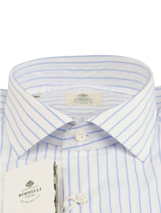 Luigi Borrelli Luigi Borrelli Light Blue White Cotton Shirt White / Light Blue 001