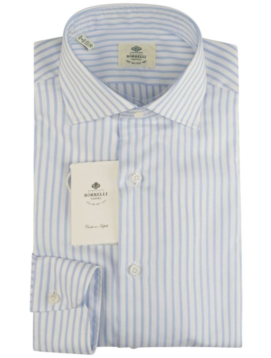 Luigi Borrelli Luigi Borrelli Light Blue White Cotton Shirt Light Blue / White 000