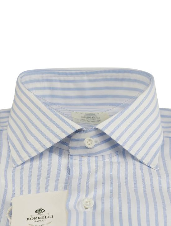 Luigi Borrelli Luigi Borrelli Light Blue White Cotton Shirt Light Blue / White 001