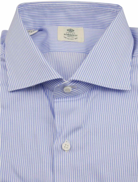 Luigi Borrelli Luigi Borrelli Blue White Cotton Shirt Blue / White 001