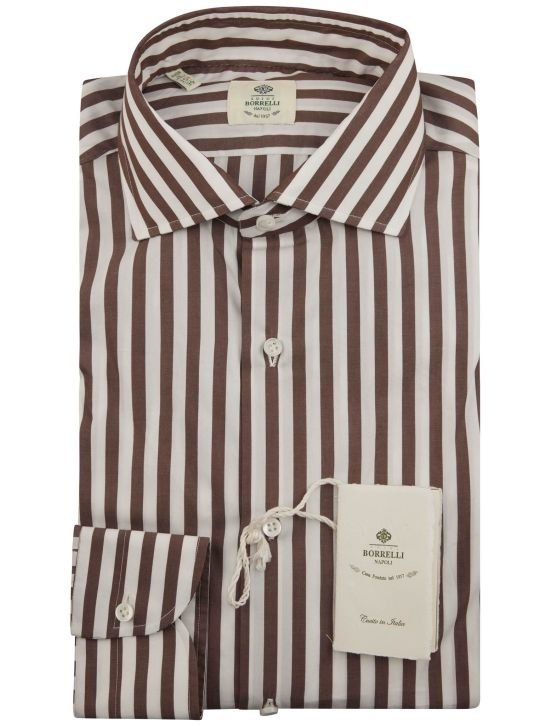 Luigi Borrelli Luigi Borrelli Brown White Cotton Shirt Brown / White 000