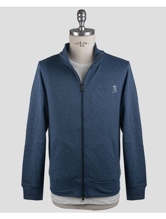 Barba Napoli Barba Napoli Blue Blue Cotton Pa Sweater Full Zip Blue 000