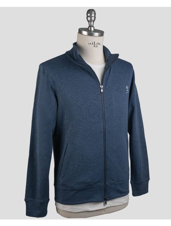 Barba Napoli Barba Napoli Blue Blue Cotton Pa Sweater Full Zip Blue 001