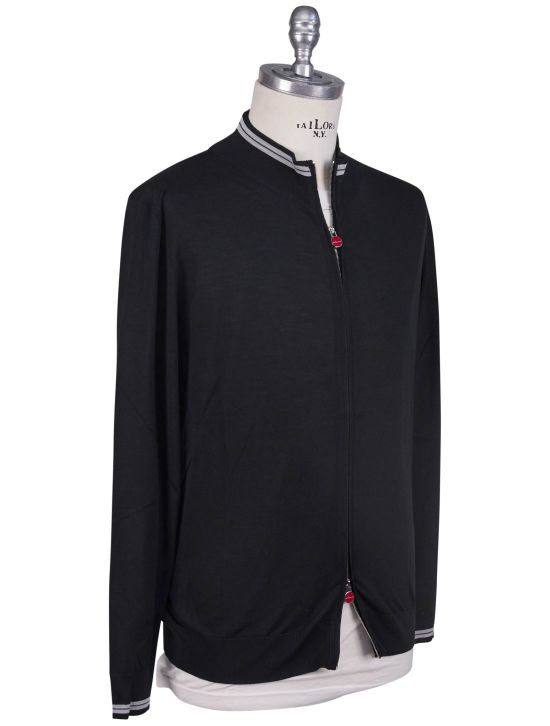 Kiton Kiton Black Virgin Wool Sweater Full Zip Black 001