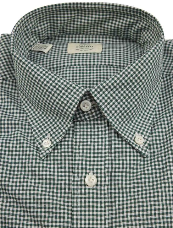 Luigi Borrelli Luigi Borrelli Green White Cotton Shirt Green / White 001