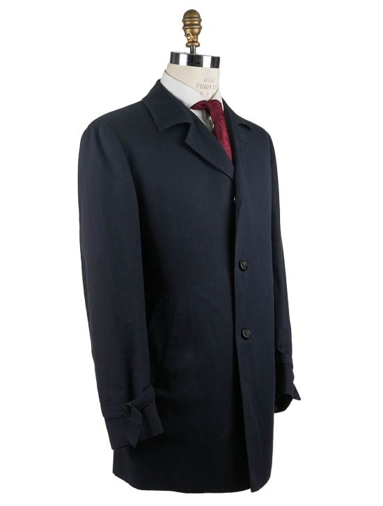 Cesare Attolini Cesare Attolini Blue Navy Cotton Linen Overcoat Blue Navy 001