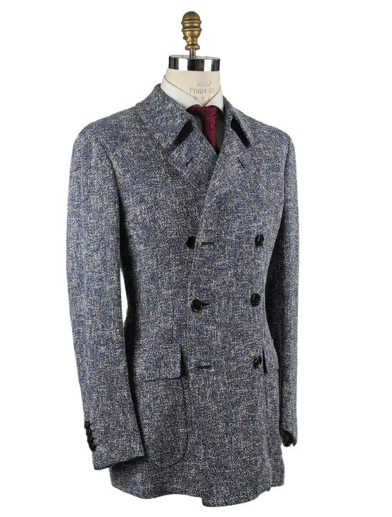 Cesare Attolini Cesare Attolini Blue White Cotton Viscose Overcoat Blue / White 001