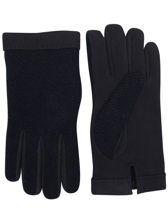 Kiton Kiton Blue Leather Cashmere Gloves Blue 000