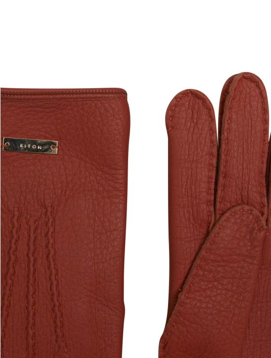 Kiton Kiton Orange Leather Gloves Orange 001