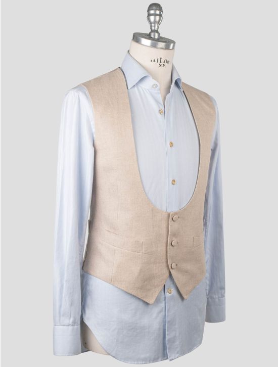 Isaia Isaia Beige Linen Vest Beige 001