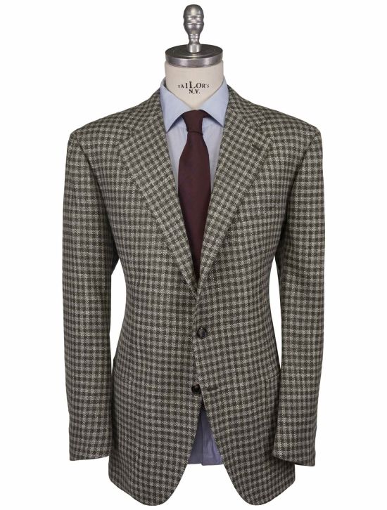 Cesare Attolini Cesare Attolini Green White Wool Silk Blazer White / Green 000