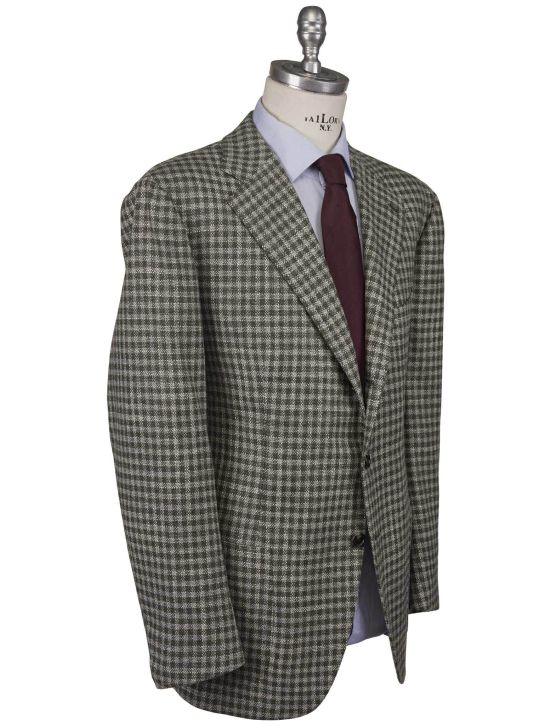 Cesare Attolini Cesare Attolini Green White Wool Silk Blazer White / Green 001