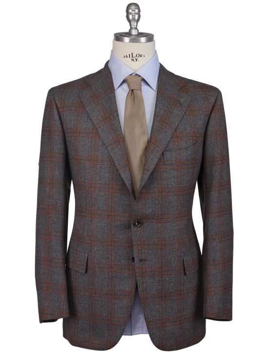 Cesare Attolini Cesare Attolini Gray Orange Lambswool Blazer Gray / Orange 000