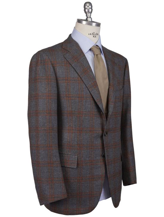 Cesare Attolini Cesare Attolini Gray Orange Lambswool Blazer Gray / Orange 001