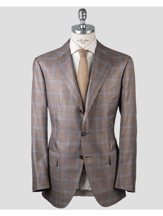 Cesare Attolini Cesare Attolini Brown Blue Cashmere Silk Blazer Brown / Blue 000