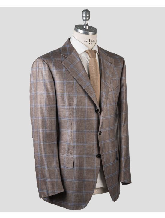 Cesare Attolini Cesare Attolini Brown Blue Cashmere Silk Blazer Brown / Blue 001