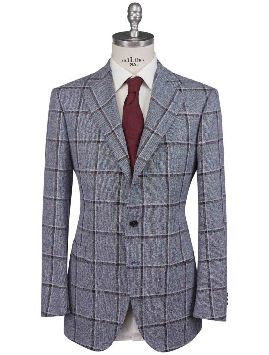 Cesare Attolini Cesare Attolini Blue Brown Wool Silk Blazer Blue / Brown 000