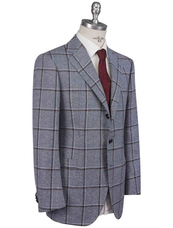 Cesare Attolini Cesare Attolini Blue Brown Wool Silk Blazer Blue / Brown 001