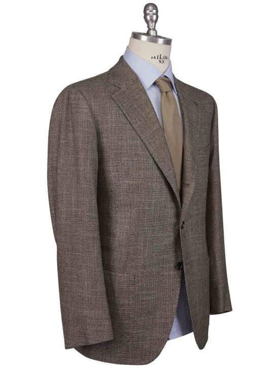 Cesare Attolini Cesare Attolini Brown White Wool Silk Cashmere Blazer Brown / White 001