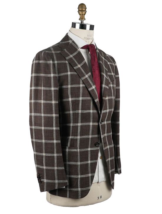 Cesare Attolini Cesare Attolini Brown Beige Cotton Linen Wool Blazer Brown / Beige 001