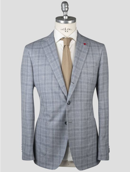 Isaia Isaia Light Blue Wool Cotton Linen Silk Blazer Light Blue 000