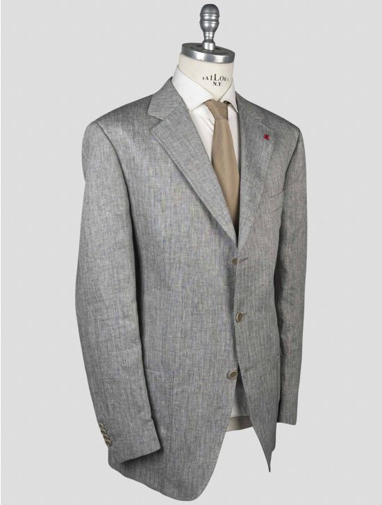 Isaia Isaia Gray Linen Blazer Gray 001