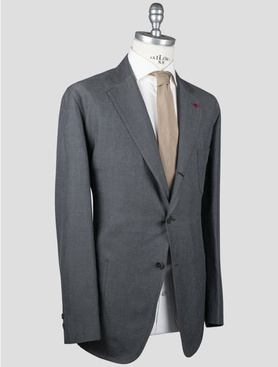 Isaia Isaia Gray Cotton Linen Blazer Gray 001