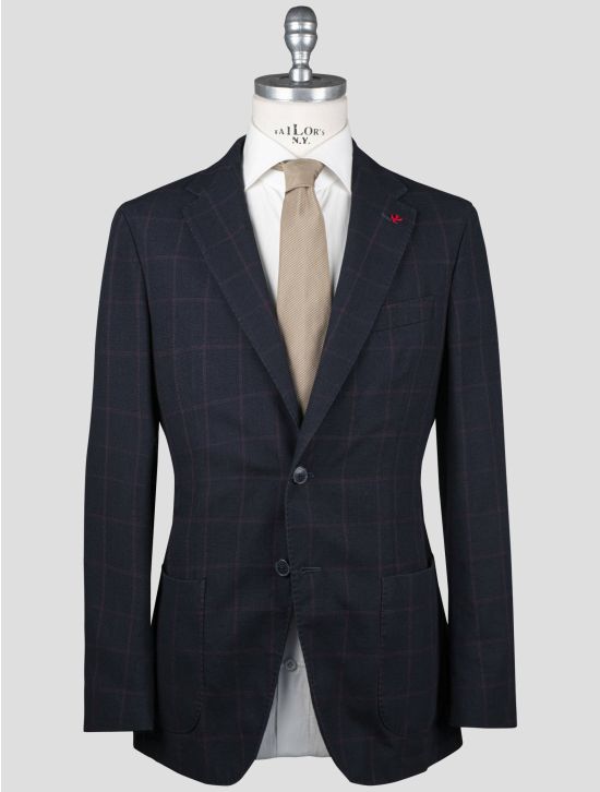 Isaia Isaia Blue Red Wool Cotton Blazer Blue / Red 000