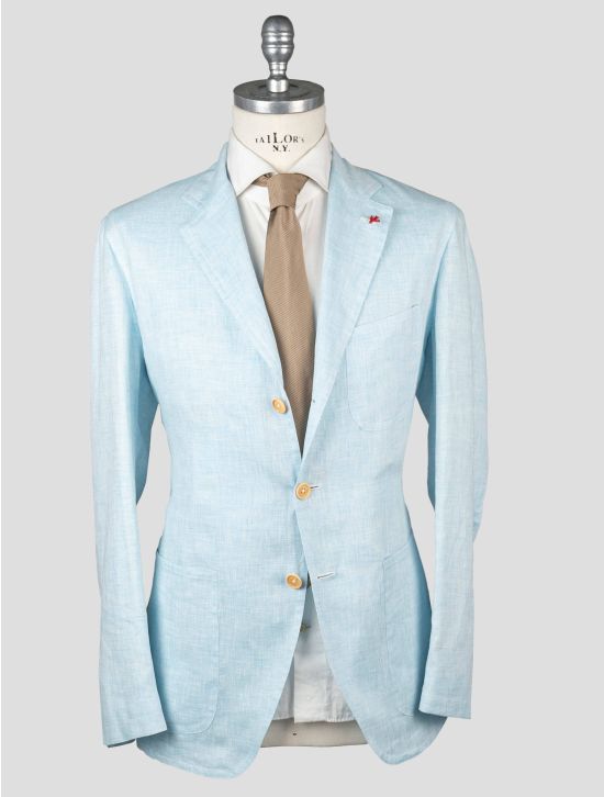 Isaia Isaia Light Blue Linen Blazer Light Blue 000