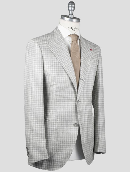 Isaia Isaia Gray Silk Linen Wool Blazer Gray 001