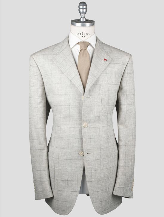 Isaia Isaia Gray Viscose Pl Linen Wool Blazer Gray 000