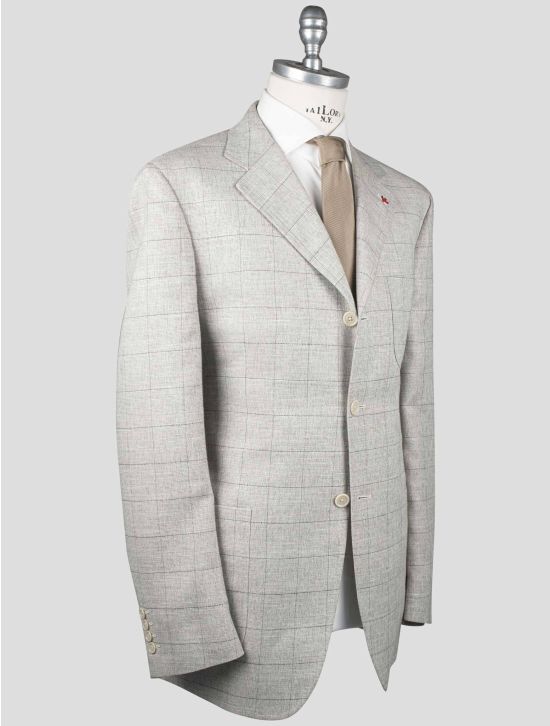 Isaia Isaia Gray Viscose Pl Linen Wool Blazer Gray 001