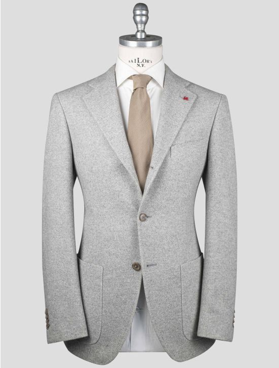 Isaia Isaia Gray Wool Angora Cashmere Blazer Gray 000